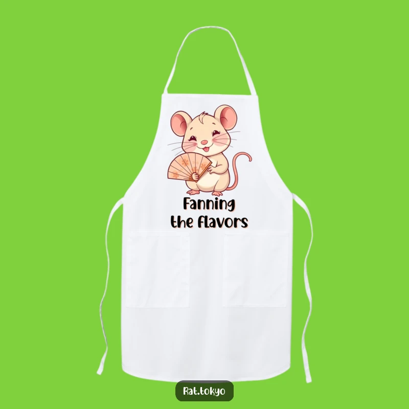 Funny Rat Fan Apron: Chef Rat with Ornate Fan, Perfect Funny Kitchen Gift for Cooks