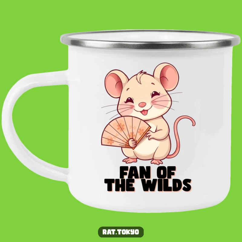Funny Rat Fan Camping Mug: Durable & Whimsical Rat with Ornate Fan, Perfect Outdoorsy Funny Gift