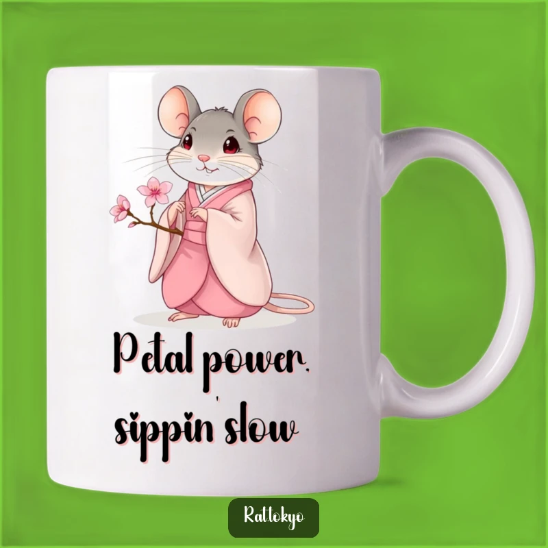 Funny Kimono Rat Mug: A Zen Moment with Cherry Blossom, Perfect Funny Gift