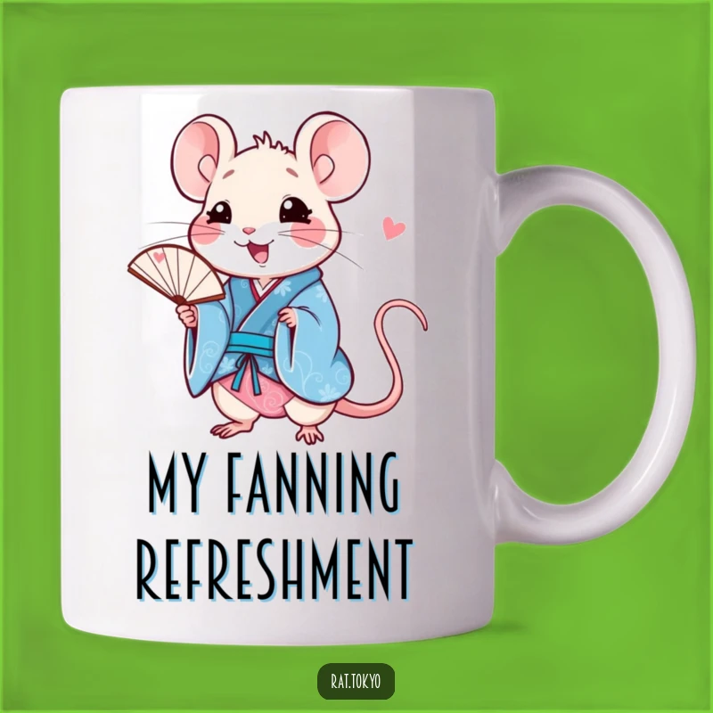 Funny Rat Fan Mug - Happy Vibes Gift with Blue Kimono Style