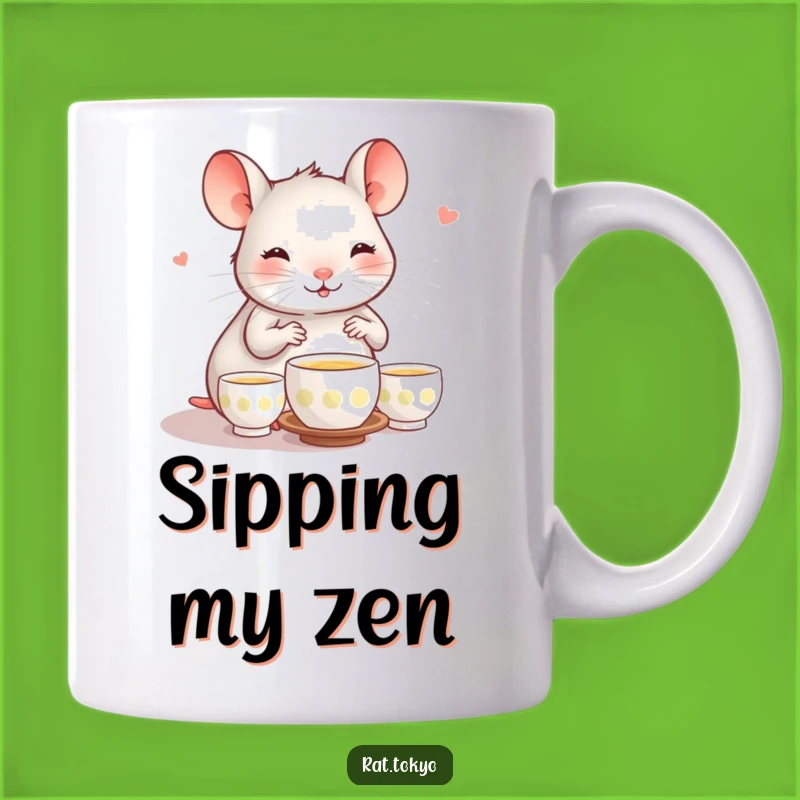 Funny Rat Tea Ceremony Mug: Happy Rat Serving Tiny Cups, Perfect Funny Gift for Tea Lovers