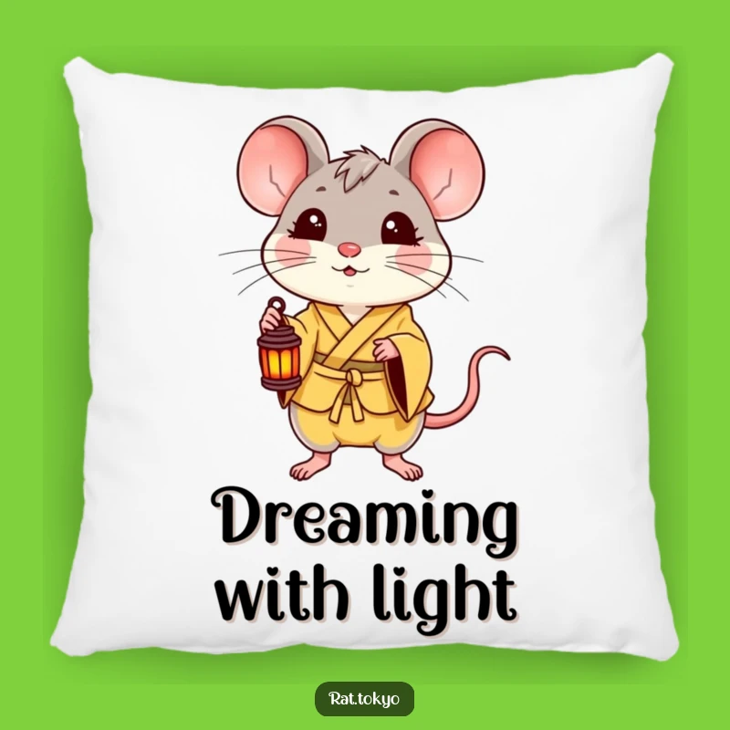 Funny Delighted Rat Pillow - Yellow Kimono Lantern Cushion, Cozy Gift!
