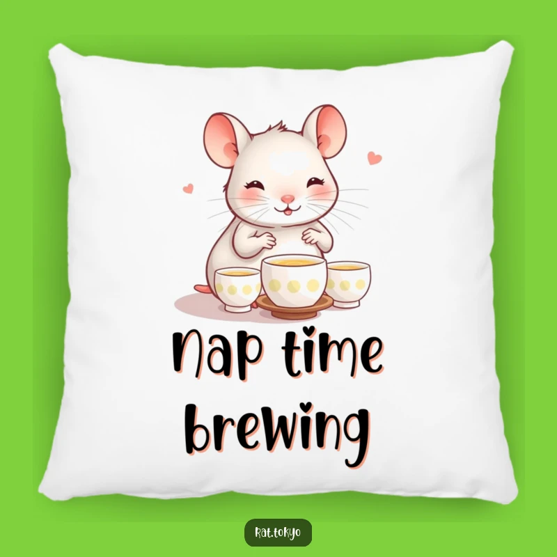 Funny Rat Tea Ceremony Pillow: Plush Comfort with a Happy Tea-Serving Rat, Cute Funny Gift