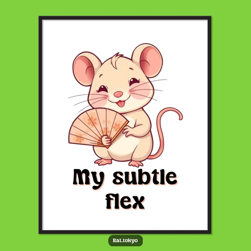 Funny Rat Fan Digital Art: Elegant Smiling Rat Printable Artwork, Instant Funny Gift Download