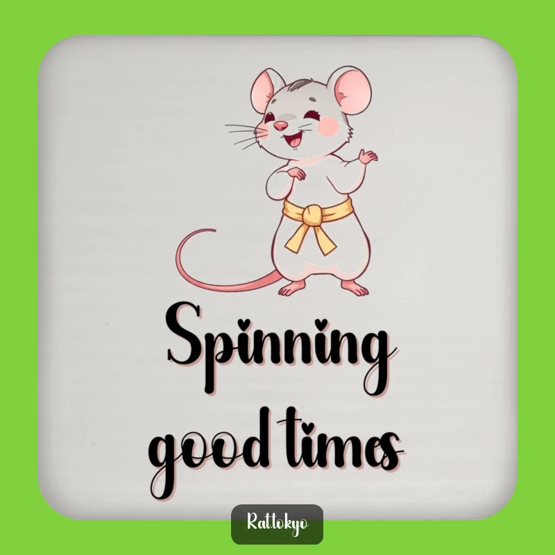 Funny Rat Obi Coasters: Protect Surfaces with Playful Rat & Silken Obi, Cute Funny Gift