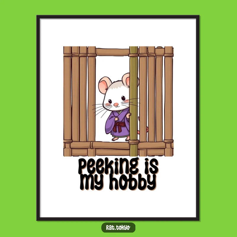 Funny Curious Rat Poster - Purple Kimono Art, Perfect Funny Gift!