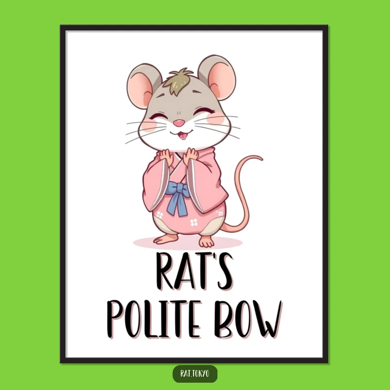 Funny Rat Kimono Poster - Cheerful Art for Gracious Spaces