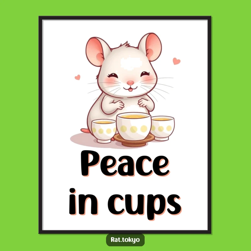 Funny Rat Tea Ceremony Poster: Serene Rat Artwork, a Whimsical Funny Gift for Peaceful Spaces