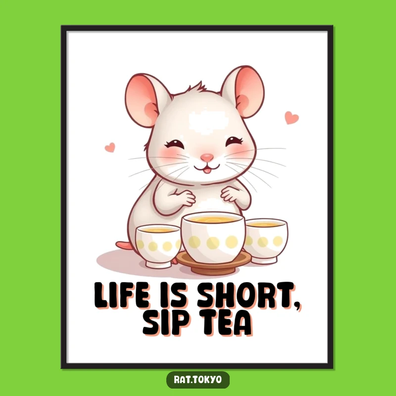Free Printable Wall Art: Whimsical Rat Tea Ceremony, Charming Downloadable Decor