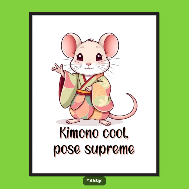 Funny Free Printable Wall Art: Rat in Kimono, Artistic Downloadable Decor