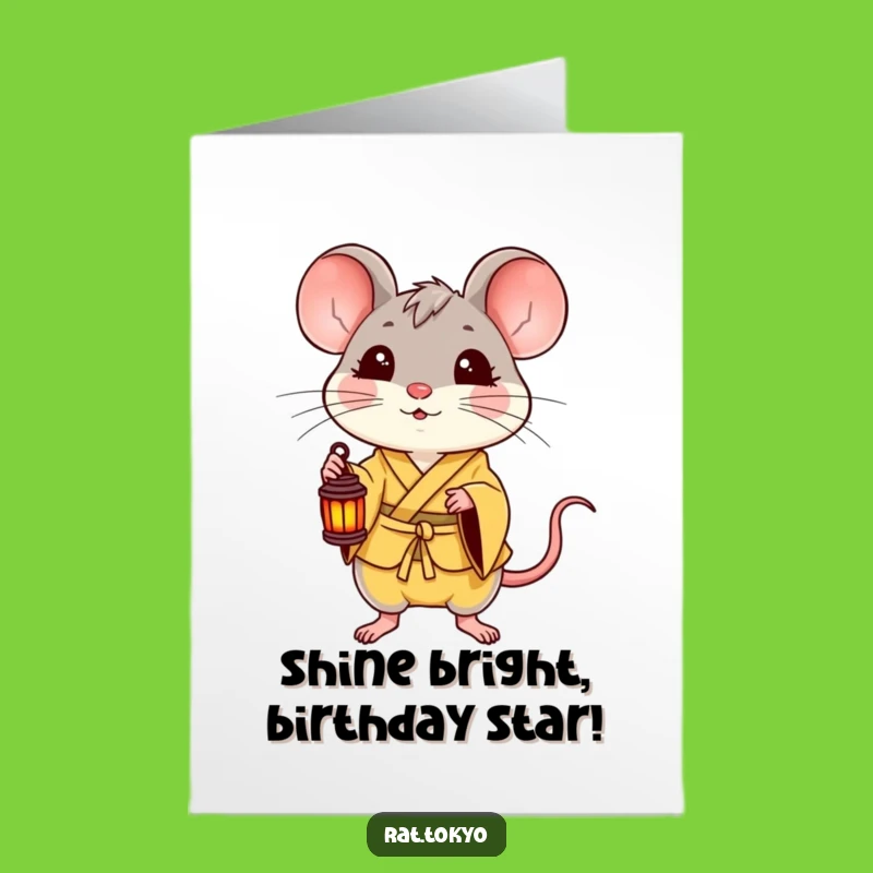 Free Printable Birthday Card: Delighted Rat Lantern Funny Downloadable Gift