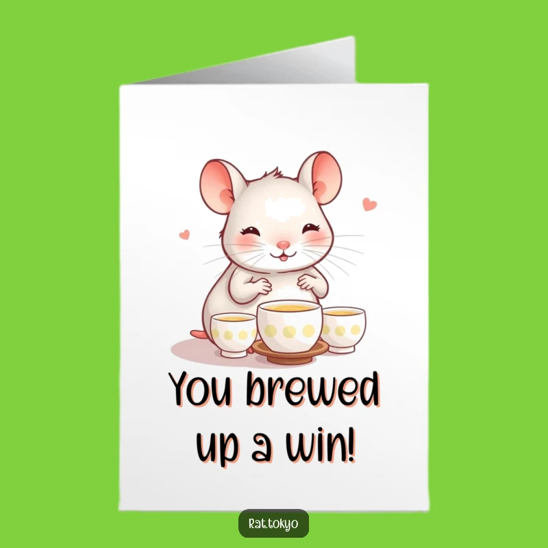 Free Printable Congrats Card: Rat Tea Ceremony, Joyful Downloadable Gift