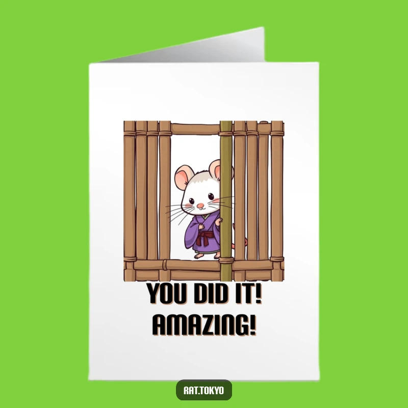 Free Printable Congrats Card: Curious Rat Kimono Funny Downloadable Surprise Gift