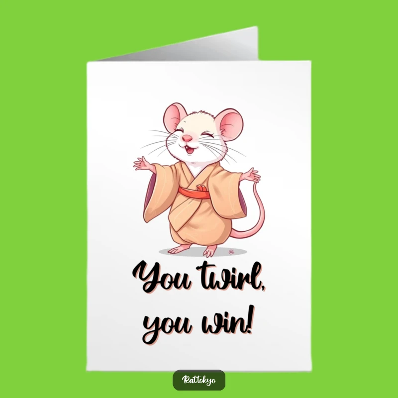 Free Printable Funny Rat Twirling Congrats Card - Instant Download