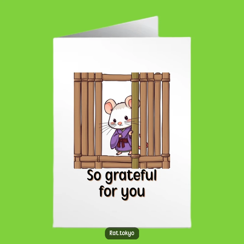 Free Printable Thank You Card: Curious Rat Kimono Funny Downloadable Gift