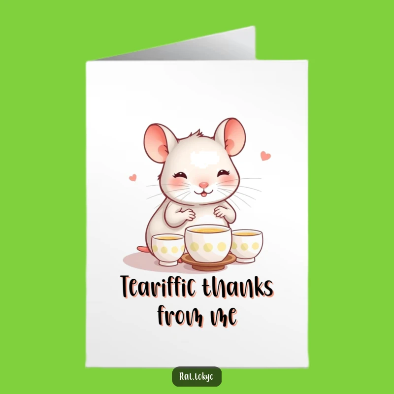 Free Printable Thank You Card: Grateful Rat Tea Ceremony, Kind Downloadable Gift
