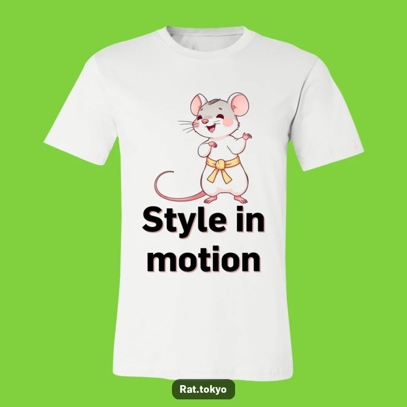Funny Rat Obi T-Shirt: Playful Rodent Twirling Silken Obi, Great Funny Gift for Action Lovers