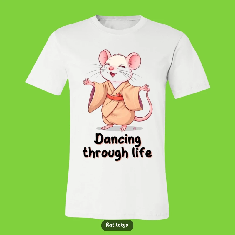 Funny Rat Twirling T-Shirt: Silk Kimono Grace, Joyful Movement, Perfect Tee