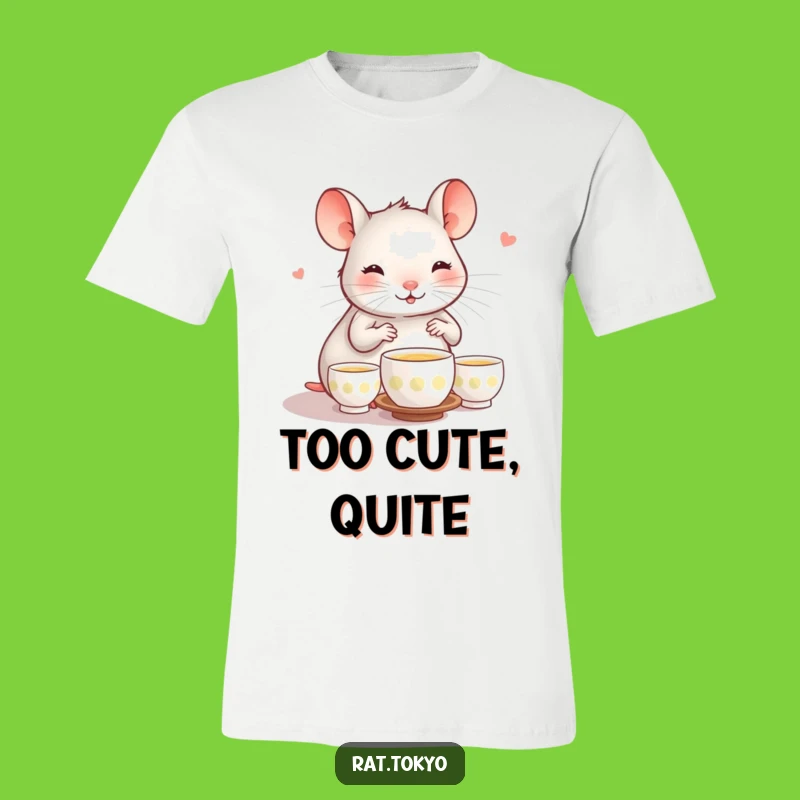 Funny Rat Tea Ceremony T-Shirt: Happy Rodent Serving Tiny Cups, Great Funny Gift for Calmness