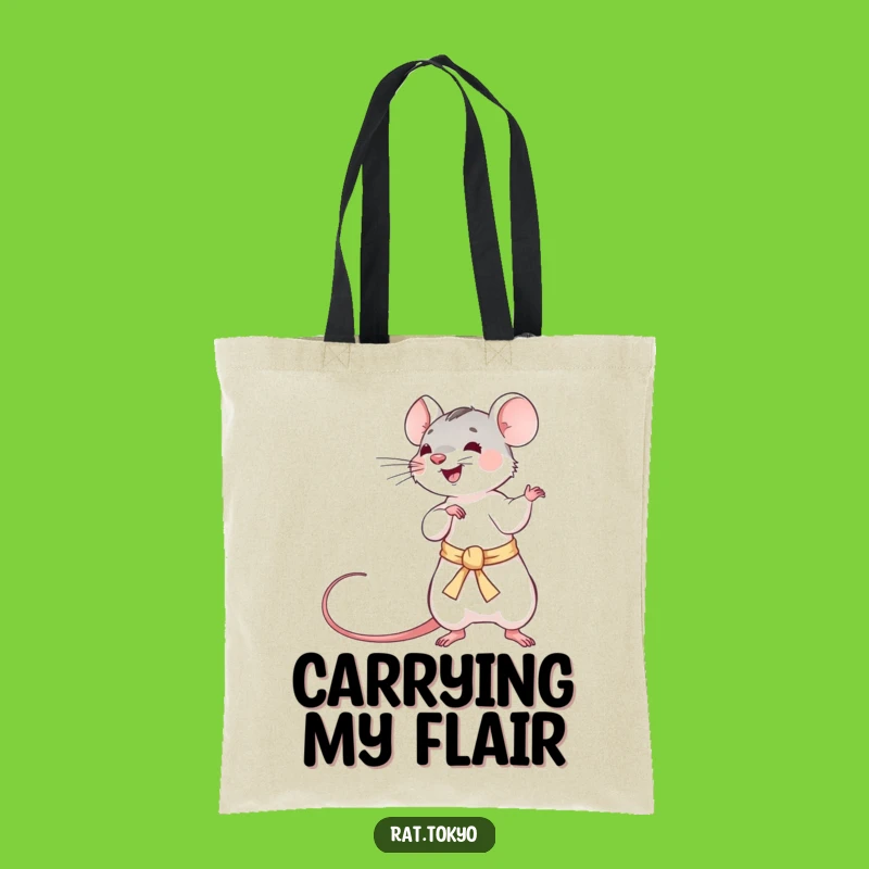 Funny Rat Obi Tote Bag: Cool Bag with Playful Rat & Silken Obi, Your Perfect Funny Shopping Gift