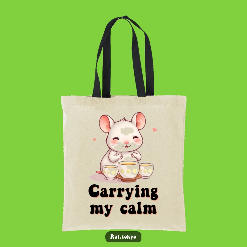 Funny Rat Tea Ceremony Tote Bag: Chic Bag with a Happy Tea-Serving Rat, Your Perfect Funny Gift