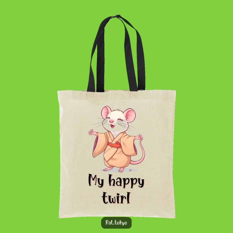 Funny Rat Twirling Tote Bag: Silk Kimono Style, Graceful Carry, Perfect Gift
